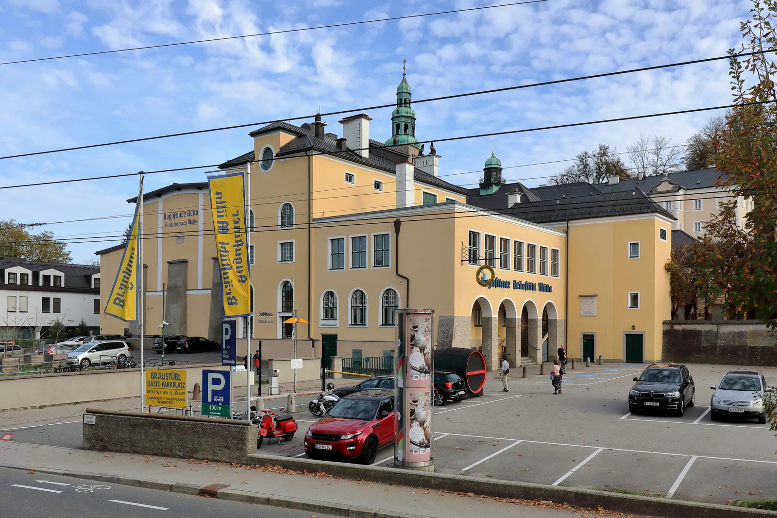 The Augustiner Bräu Kloster Mülln beer hall building in Salzburg