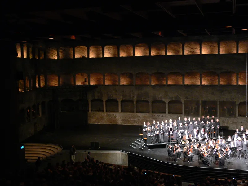 A performance in the Felsenreitschule, its arcades carved into the Mönchsberg cliff